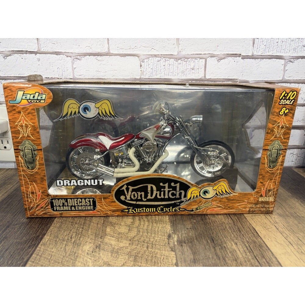 Jada Toys Von Dutch Kustom Cycles  1:10 DRAGNUT  BLUE & White 100% DIE-CAST